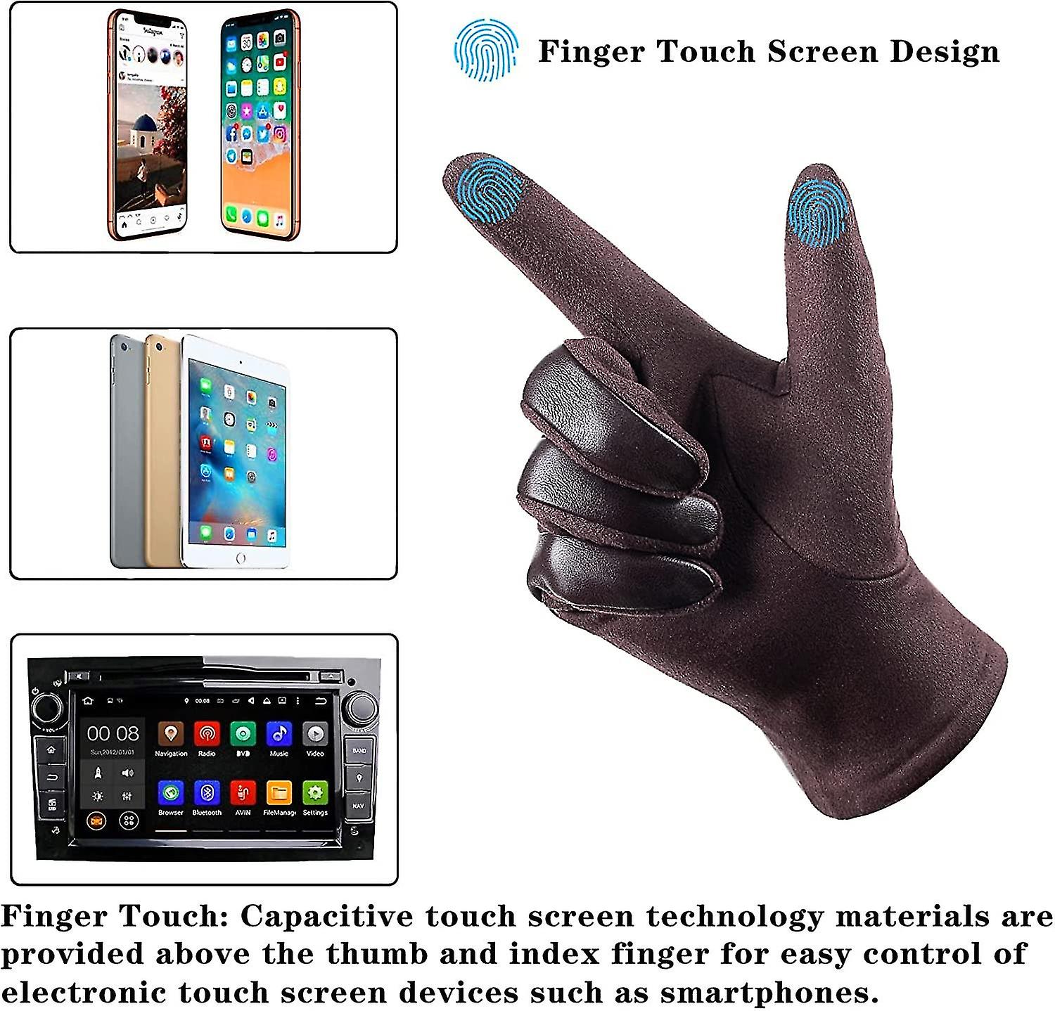 Winter Fashion Leather Gloves For Men. With Touch Screen Texting Finger Wool