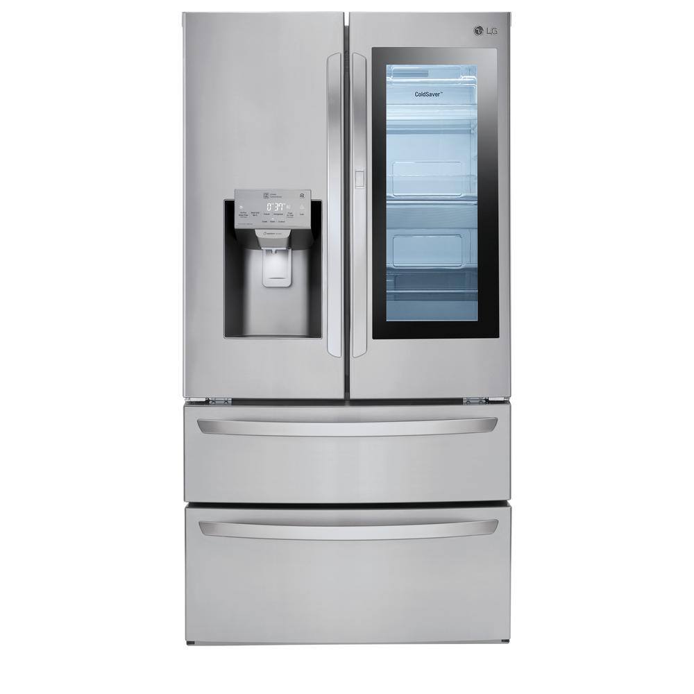 LG 28 cu. ft. 4-Door Smart Refrigerator w InstaView Door-in-Door and Door Cooling in PrintProof Stainless Steel LMXS28596S