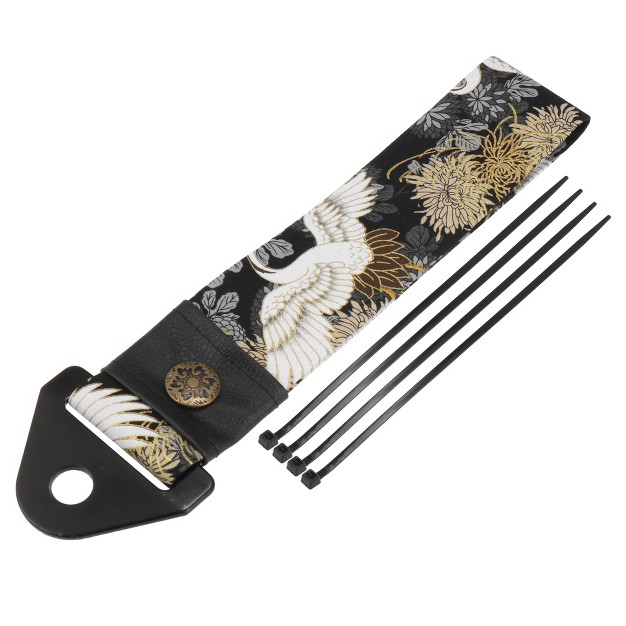 Unique Bargains 1 Set Car Tow Strap Ancient Japanese Element Belt Flying Crane Pattern Black