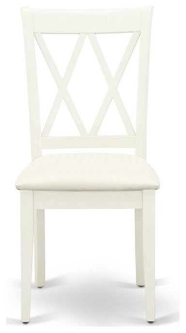Pemberly Row 38 quotFabric Seat Dining Chair in White (Set of 2)   Transitional   Dining Chairs   by Homesquare  Houzz