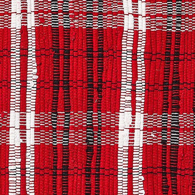 Tagltd Wren Plaid Red Black And White Plaid Cotton Machine Washable Chindi Area Rug Door Rug 24l X 36w inch