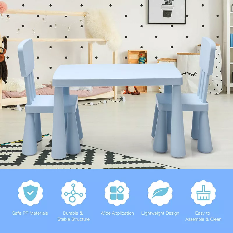 3 Pieces Toddler Multi Activity Play Dining Study Kids Table and Chair Set