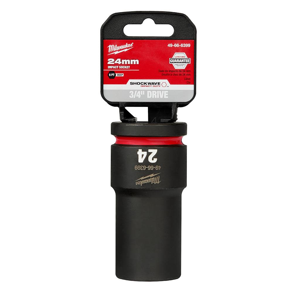 Milwaukee SHOCKWAVE Impact Duty Socket 3/4 Drive 24MM Deep 6 Point 49-66-6399 from Milwaukee