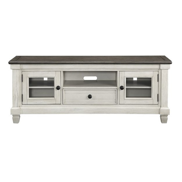 Lexicon Granby Wood Tv Stand In Antique White And Rosy Brown