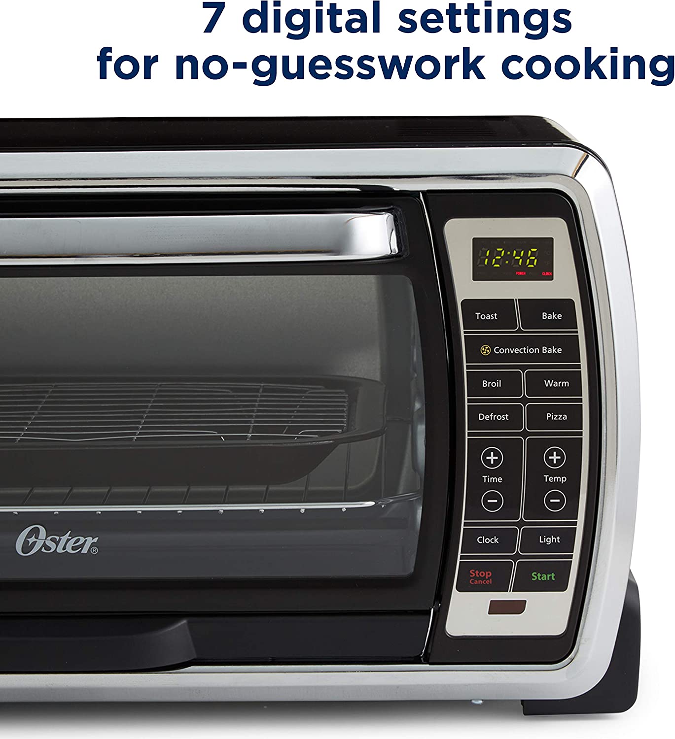 Oster Toaster Oven | Digital Convection Oven， Large 6-Slice Capacity， Black/Polished Stainless ( TSSTTVMNDG-SHP-2 )