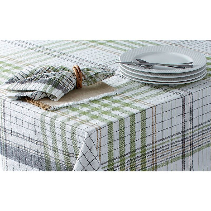 52 Green and White Square Cotton Tablecloth