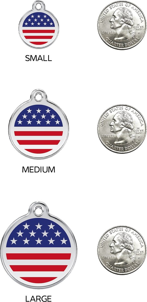 Red Dingo USA Flag Stainless Steel Personalized Dog and Cat ID Tag