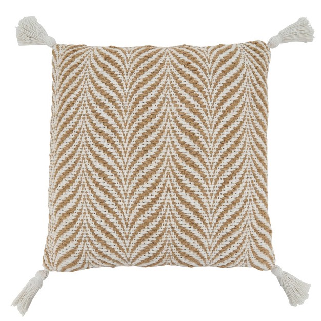 Oversize Wavy Line With Woven Jute Square Throw Pillow Cover Saro Lifestyle