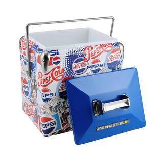 Permasteel 14 qt. Heritage Edition Small Portable Pepsi Cooler PS-205-14PE-WG