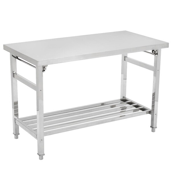 Stainless Steel Table，48 x 24 Inches Metal Prep and Work Table with Adjustable Undershelf