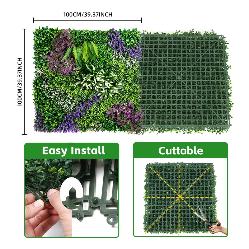 Pq71 Garden Supplies UV Protected Faux Grass Fence Backdrop Artificial Boxwood Panel Hedge Wall for Wedding Backyard Decor