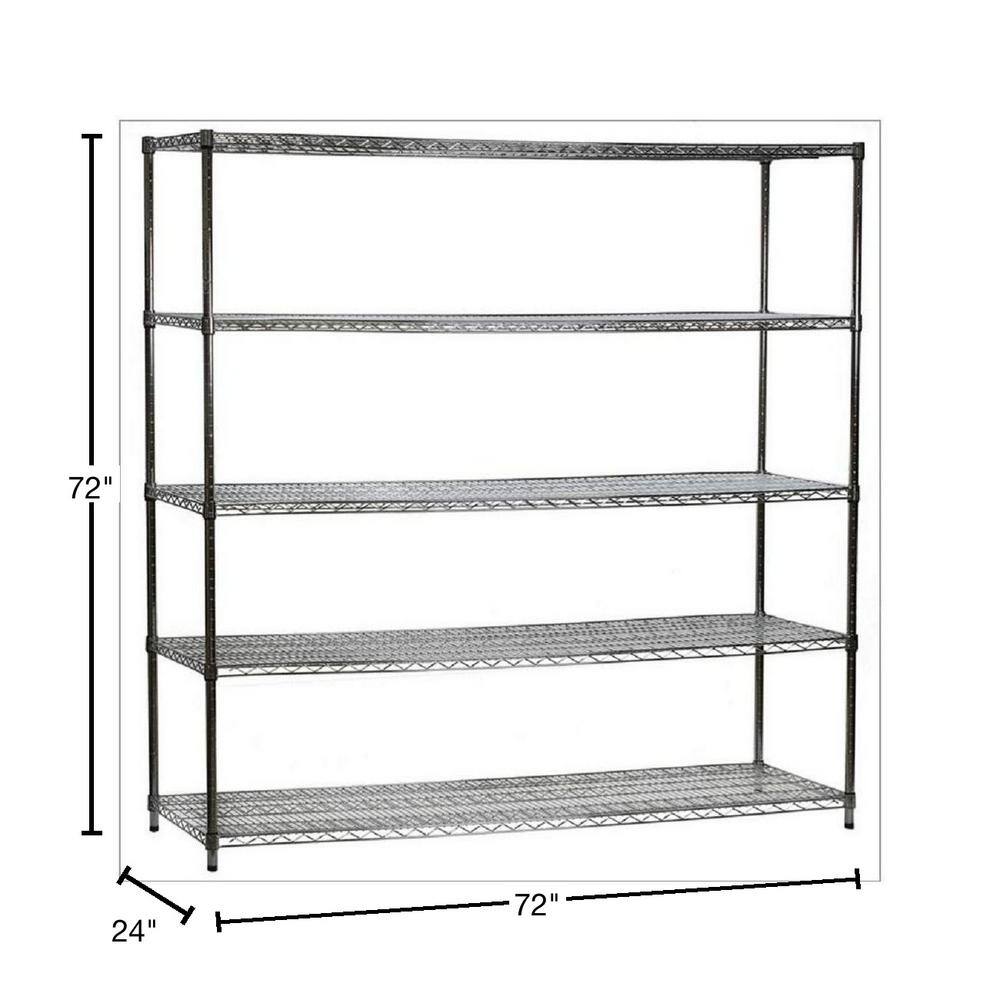 HDX 5-Tier Commercial Grade Heavy Duty Steel Wire Shelving Unit in ChromeMax (72 in. W x 72 in. H x 24 in. D) HD247272-5RCCPS