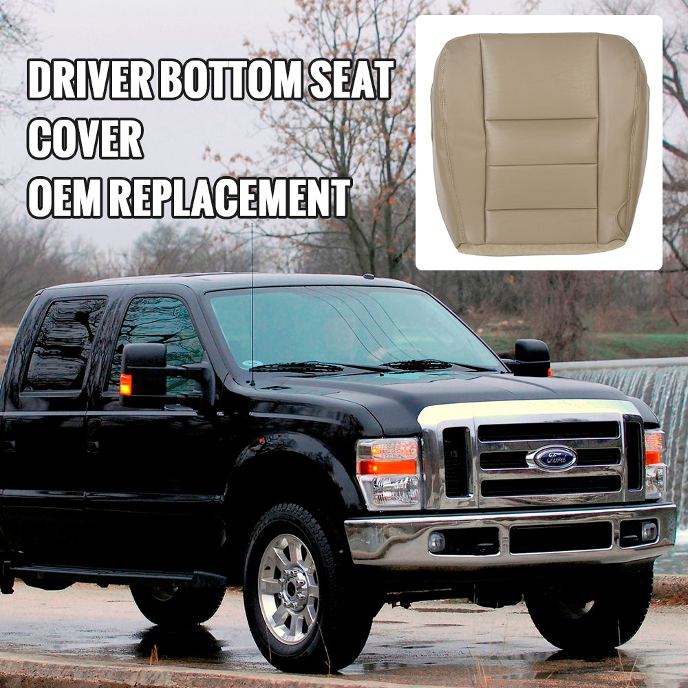 Kojem Driver Bottom Seat Cover LH Left Side for 2002-2007 Ford F250 F350 Super Duty Lariat XLT Tan Synthetic Leather