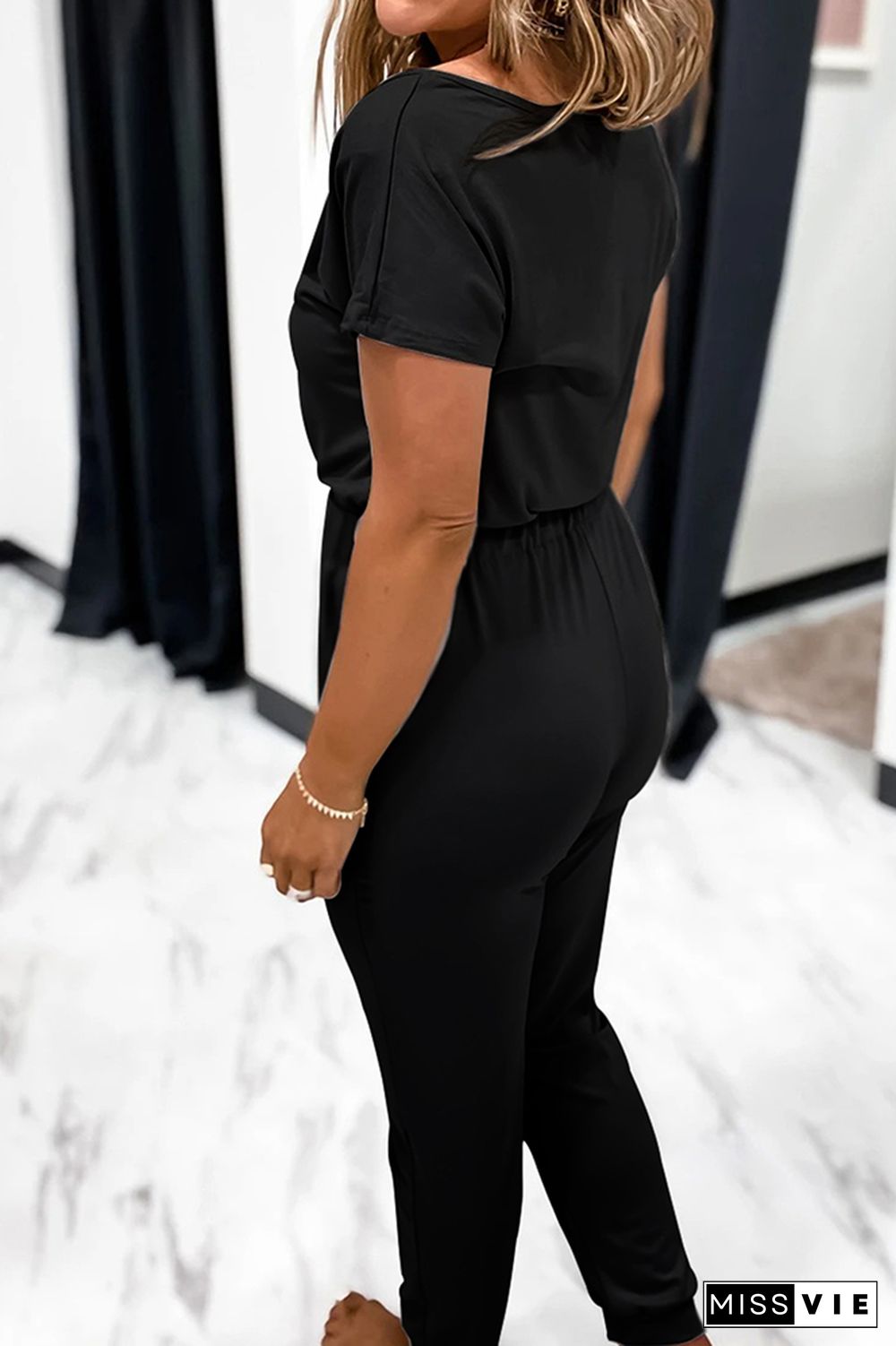 Black Short Sleeve Jumpsuit