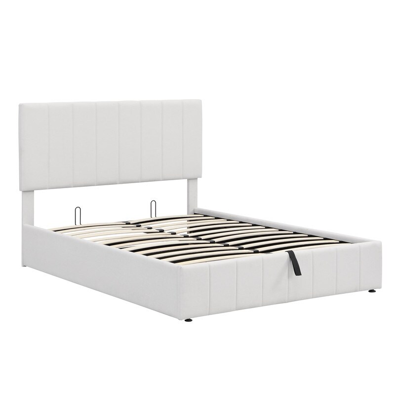 Lift Up Storage Bed Full/Queen Size  Upholstered Platform Bed Frame with a Hydraulic Storage System and Tufted Headboard