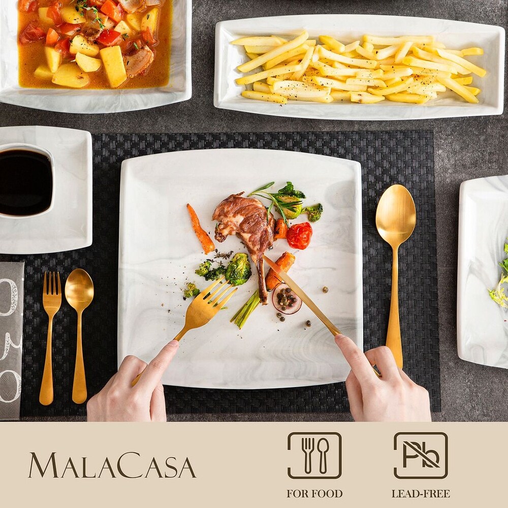 MALACASA BLANCE 32 Piece Marble Gray Dinnerware Set (Service For 6)