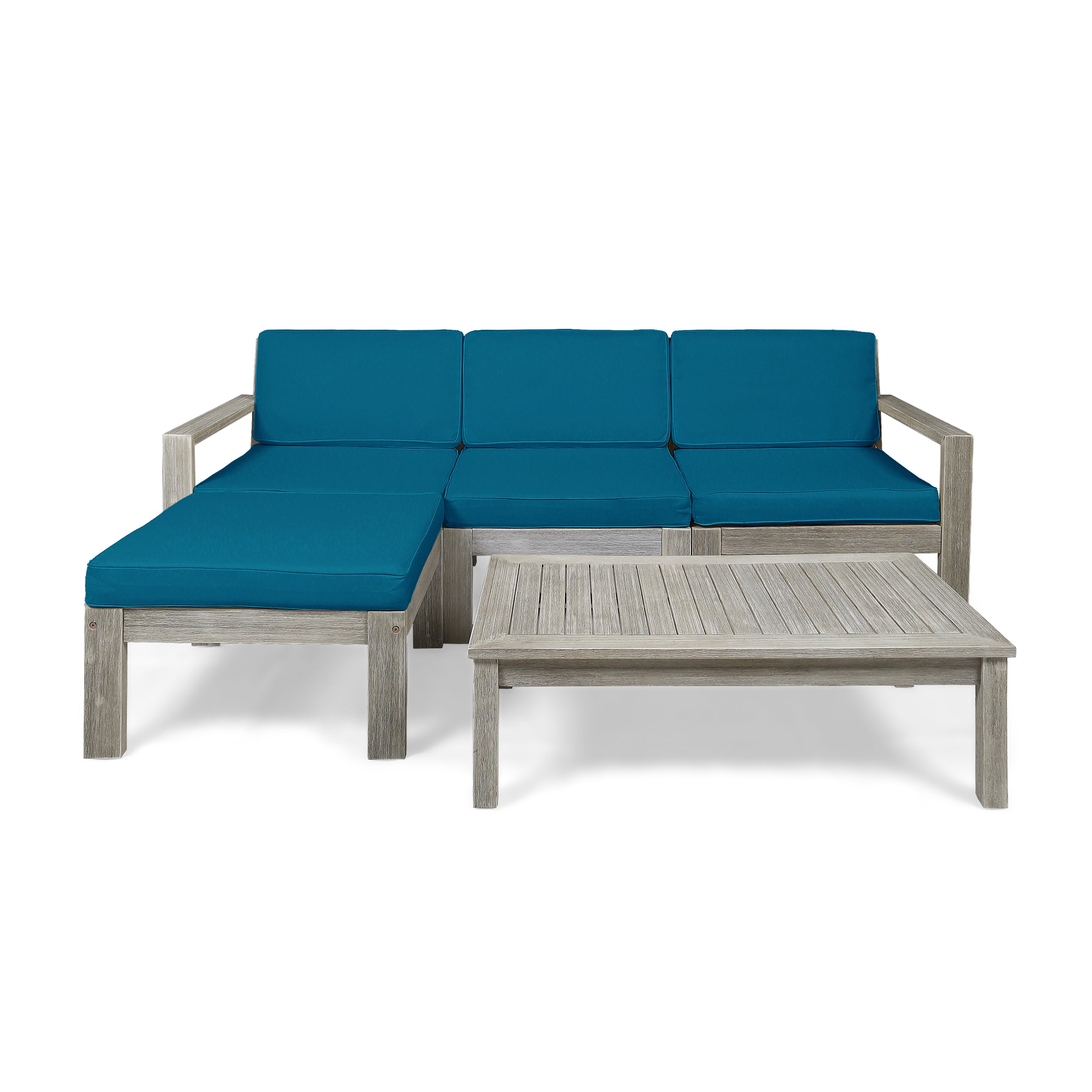 Makayla Ana Outdoor 3 Seater Acacia Wood Sofa Sectional with Cushions