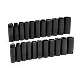 Husky 12 in. Drive Deep SAEMM Impact Socket Set in Blow Mold Case (22-Piece) H2DDIMP22PCSMCB