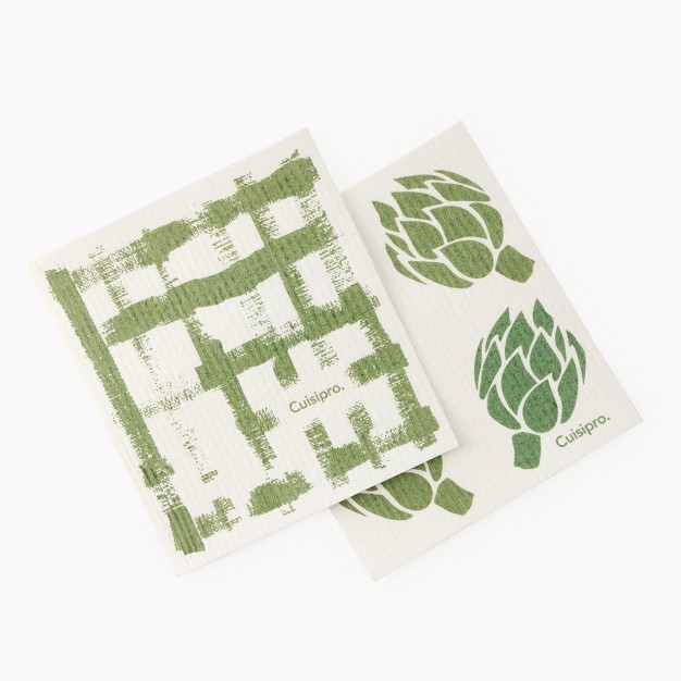 Cuisipro All Purpose Eco cloth Sponge Cloth Green Stripe artichoke Set Of 2