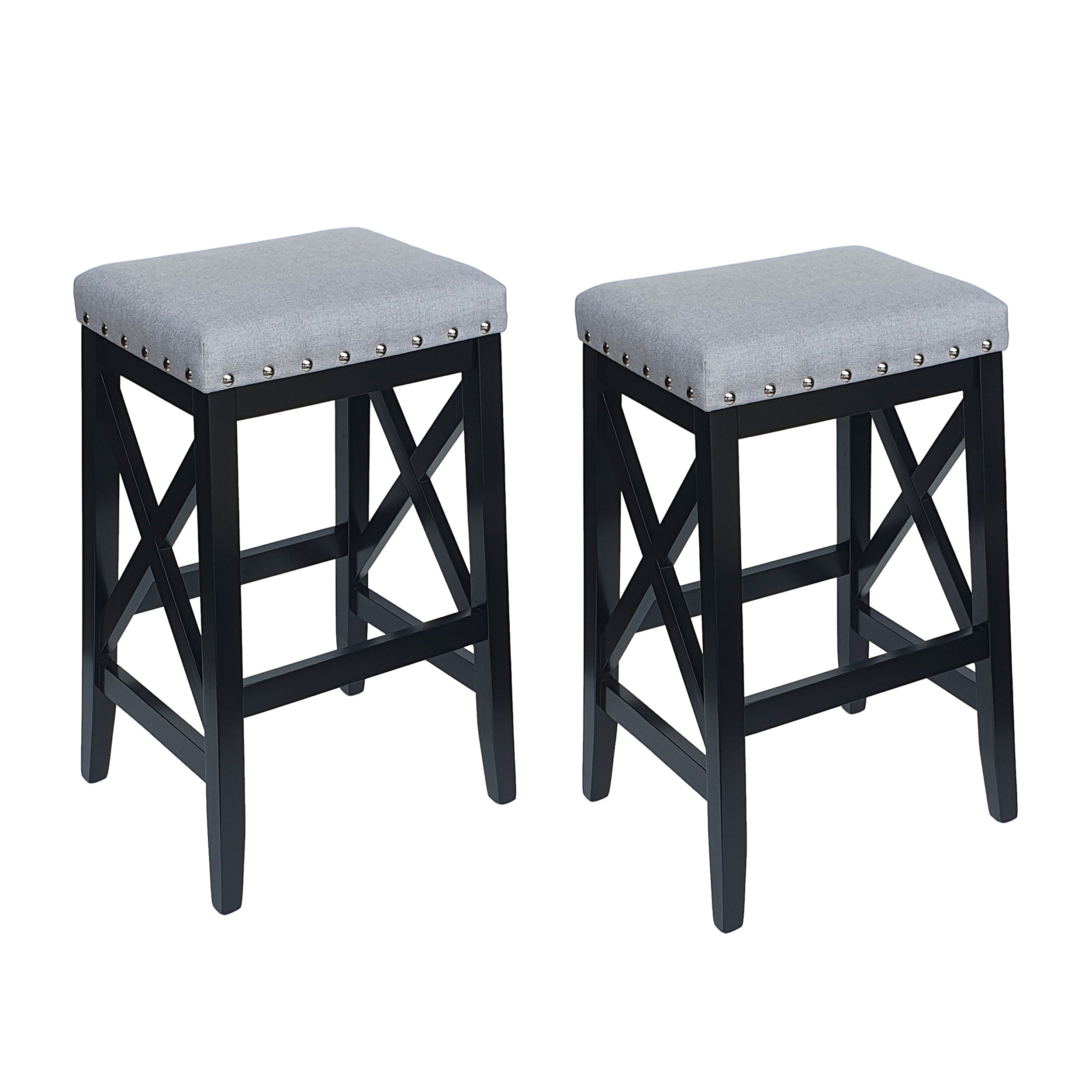 Nancy Contemporary Farmhouse Upholstered Fabric Barstools (Set of 2)