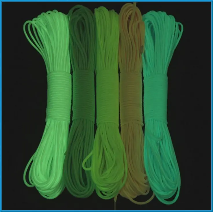 Other camping   hiking gear Reflective Polyester Parachute Cord Outdoor Glow In The Dark Rope Paracord  550 Paracord Rope