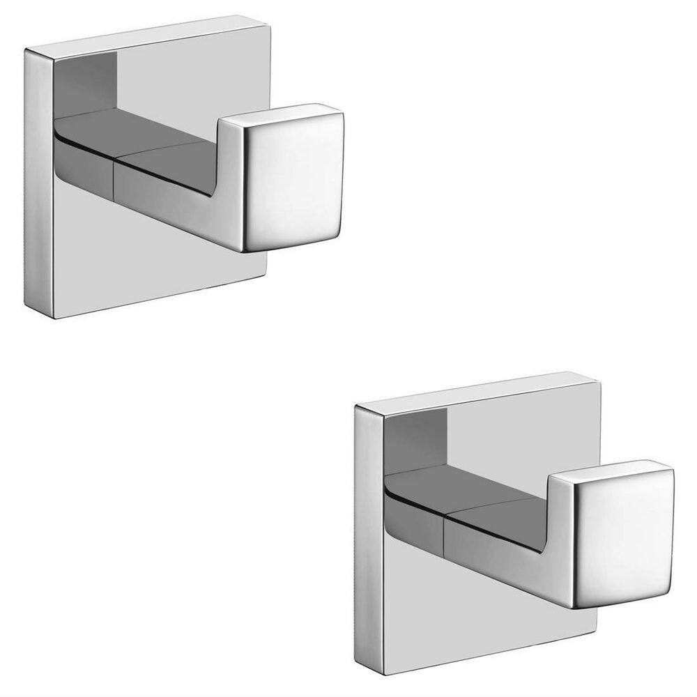 Dracelo Wall Mounted Square Bathroom Robe Hook Towel Hook Hanger in J-HookPolished Chrome (2-Pack) B07G5YG8G1