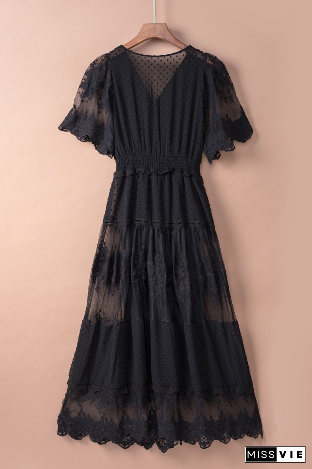 Black Luminous Dawn Lace Gown