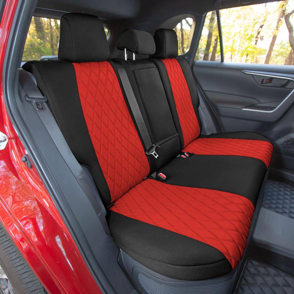 FH Group Neosupreme Custom Fit Seat Covers for 2021-2022 Toyota Rav4 Hybrid to Hybrid Prime DMCM5012RED-REAR