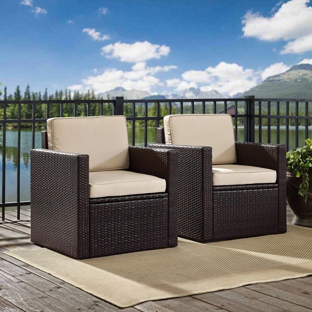 Palm Harbor 3pc All weather Wicker Patio Conversation Set Sand Crosley