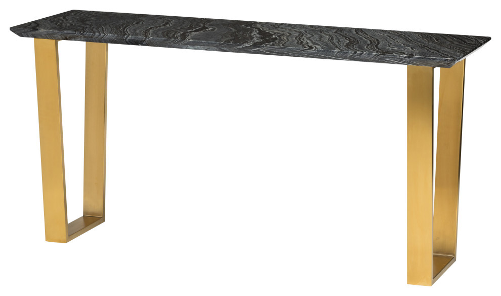 Giacomo Console Table Black Wood Vein Marble Top Brushed Gold   Modern   Console Tables   by V.S.D Furniture  Houzz