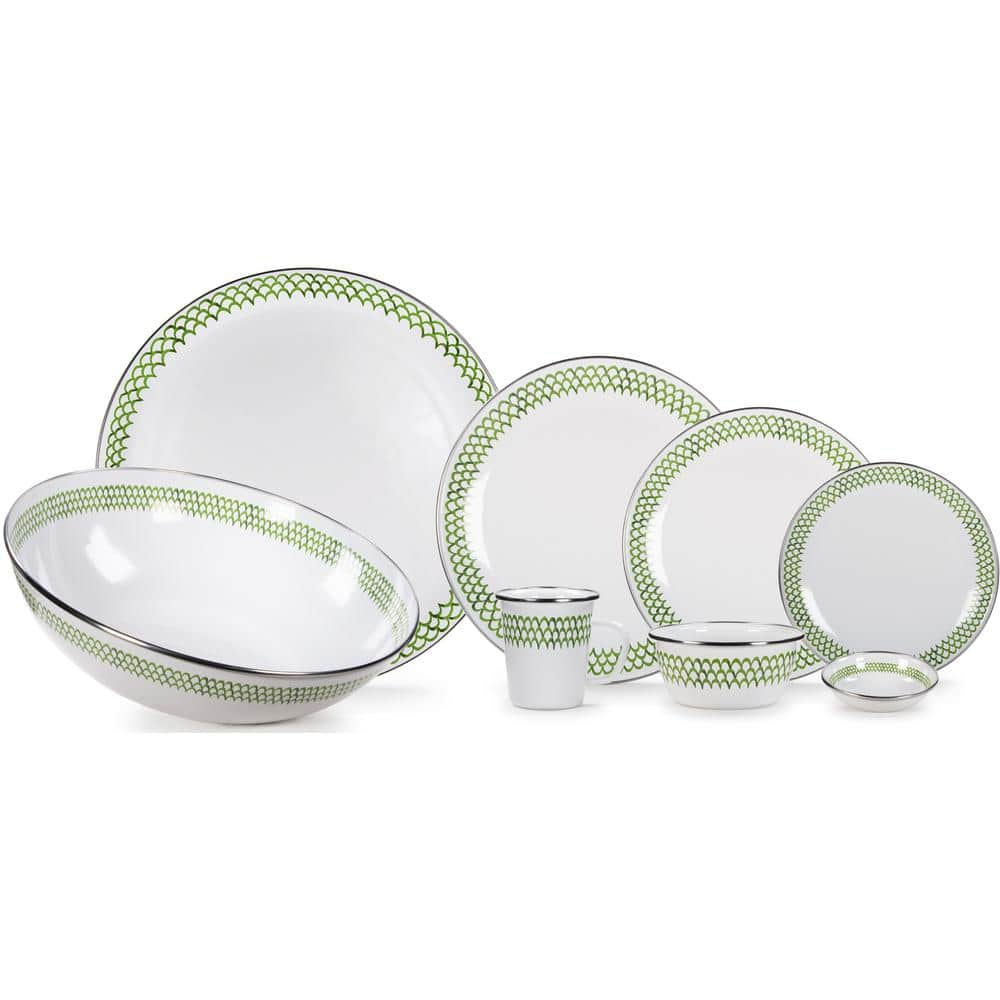 Golden Rabbit Green Scallop 3-cup Enamelware Salad Bowl Set of 4 GS61S4