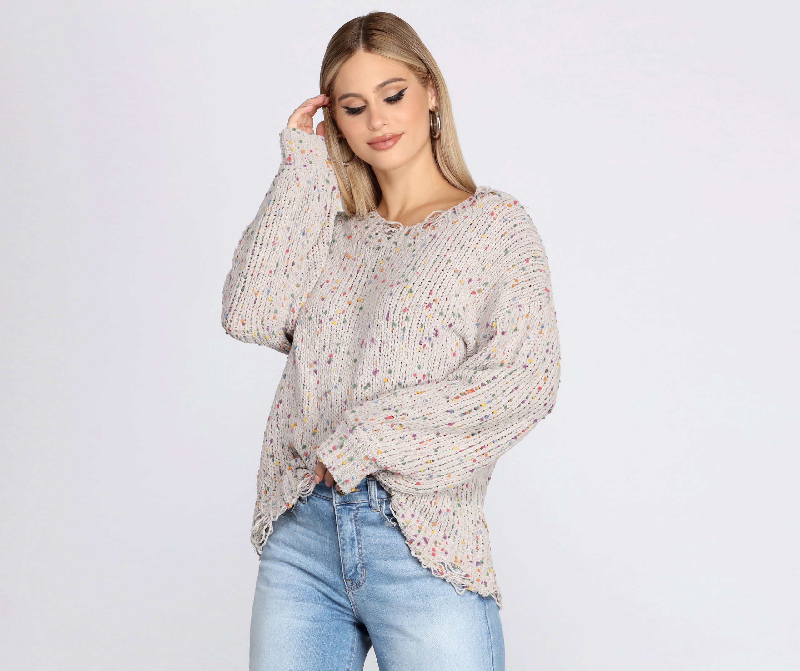 Cozy Cute Confetti Knit Sweater