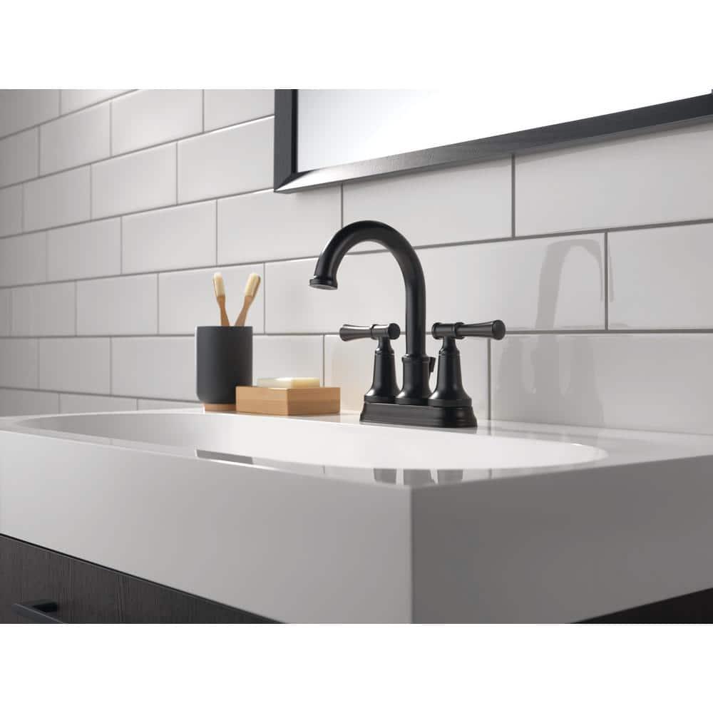 Delta Chamberlain 4 in Centerset 2Handle Bathroom Faucet in Matte Black