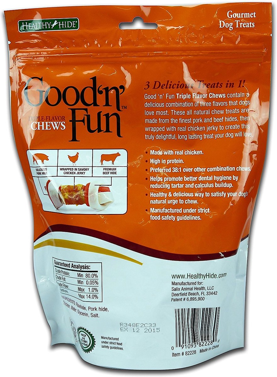 Good 'n' Fun Triple Flavor Chews Beef， Pork and Chicken Dog Chews