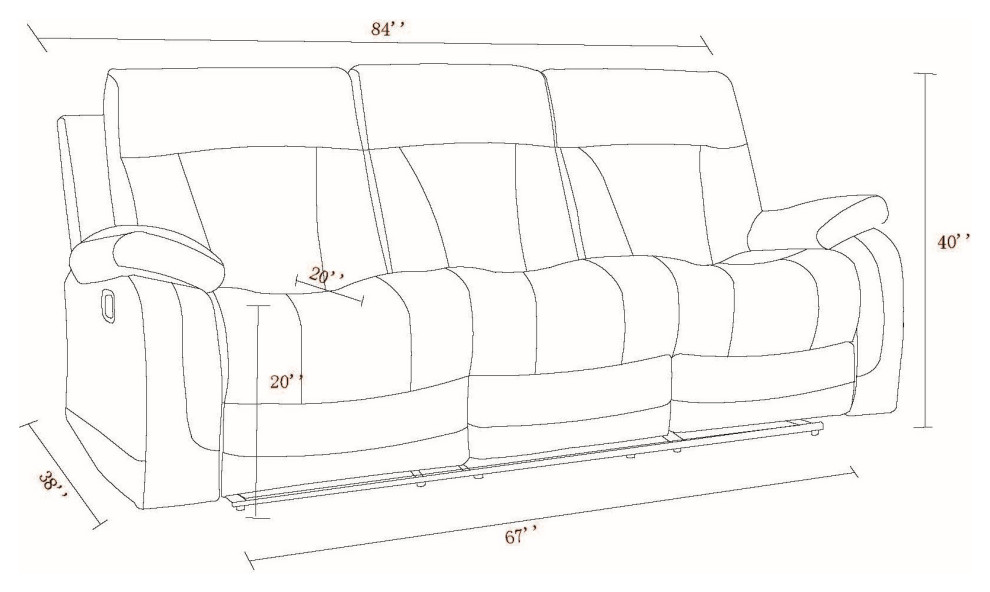 Axel Contemporary Microfiber Recliner Sofa   Transitional   Sofas   by Luxuriant Furniture  Houzz