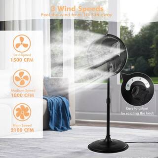 Aoibox Black Adjustable-Height to 55 in. Pedestal Standing Fan High Velocity Heavy Duty Metal For Industrial Residential SNSA13IN043