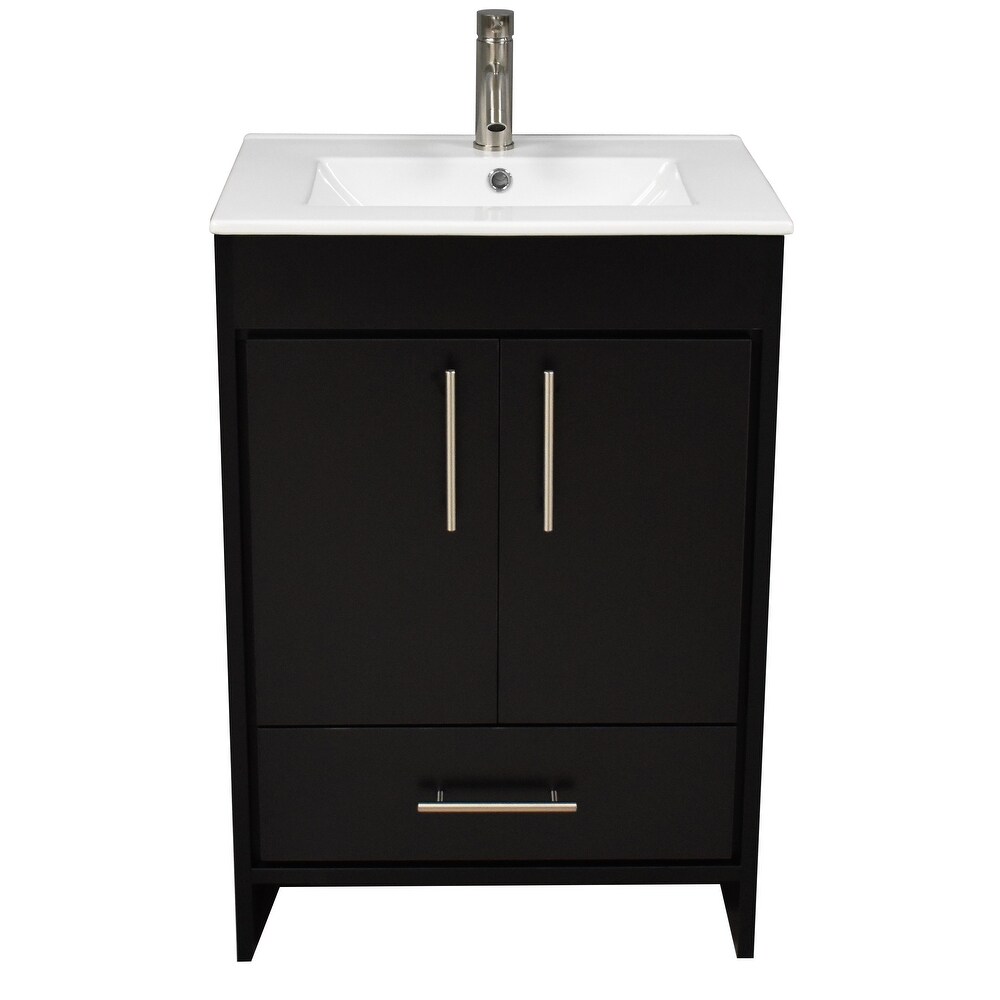 Volpa USA Pacific 30 inch Black Freestanding Bathroom Vanity Set