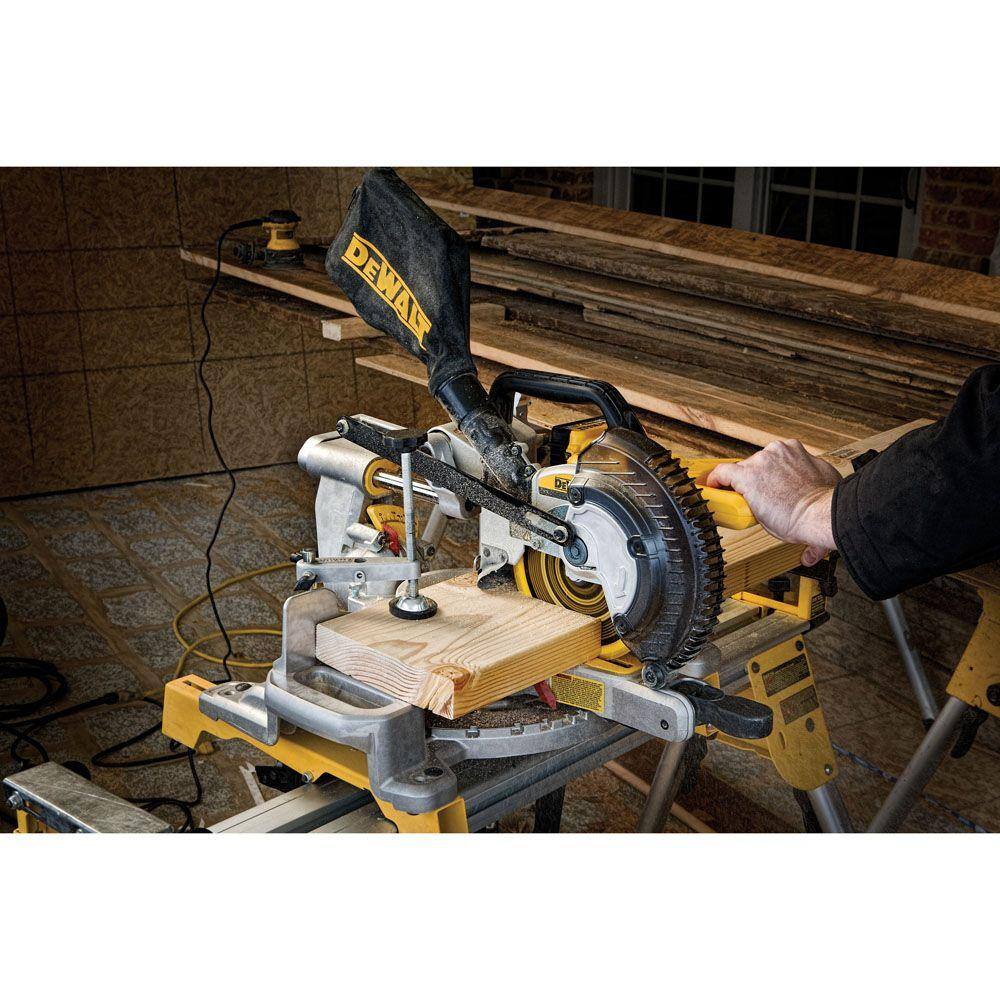 DW 20V MAX Cordless 7-14 in. Sliding Miter Saw (1) 20V MAX Compact Lithium-Ion 4.0Ah Battery and 12V to 20V MAX Charger DCS361BWDCB240C