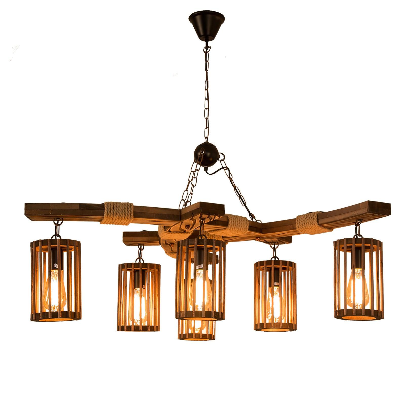 Retro Solid Wood Chandelier