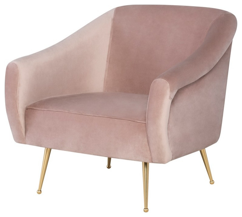 Aminta Occasional Chair blush velour   Midcentury   Armchairs And Accent Chairs   by Virgil Stanis Design  Houzz