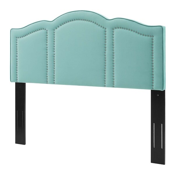 Augusta Light Green Velvet Upholstered King/California King Size Headboard with Nailhead Trim - - 33121369