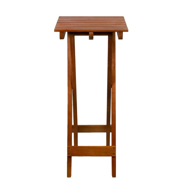 Light Brown Acacia Wood Outdoor Folding Accent Table