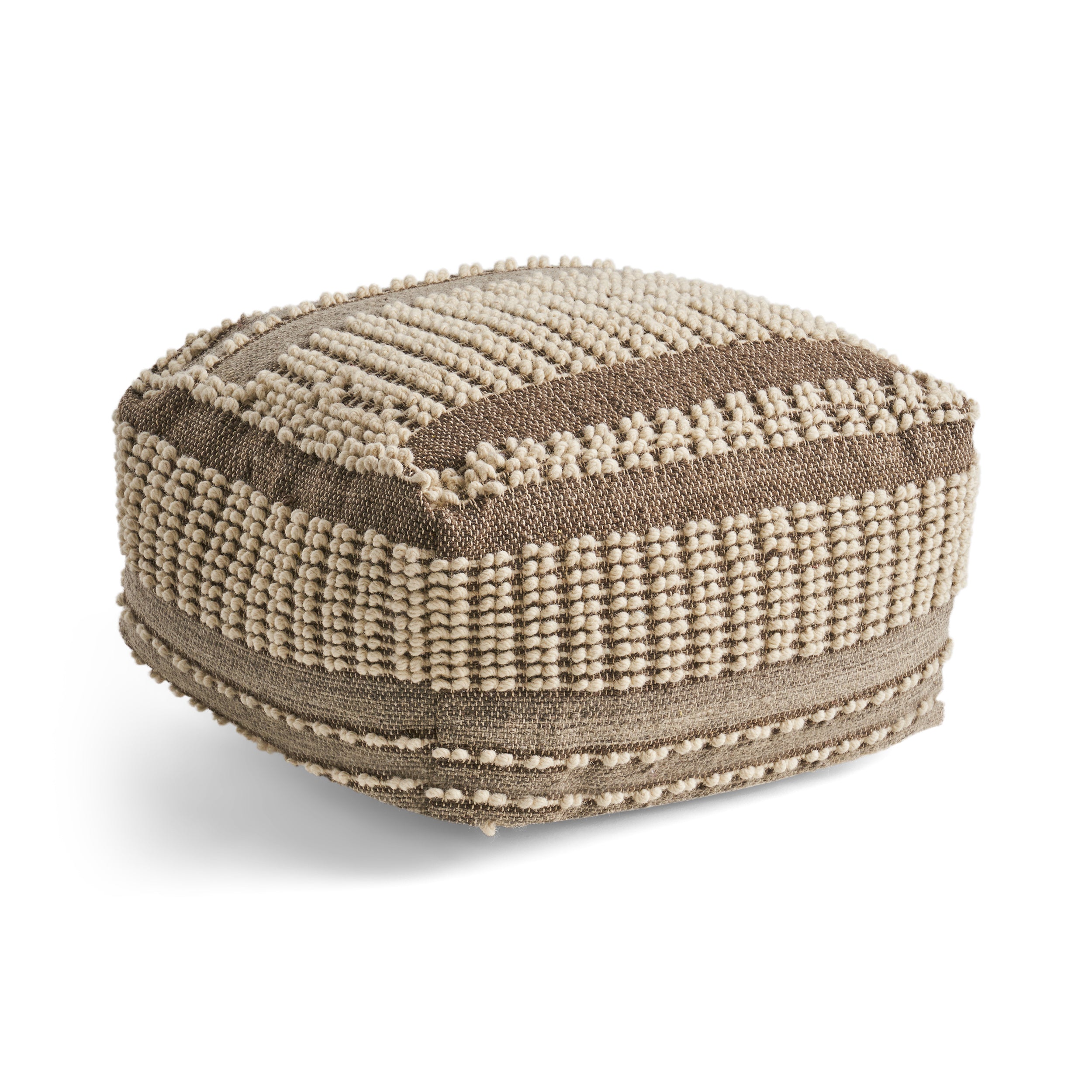 Amiriah Boho Wool and Cotton Ottoman Pouf