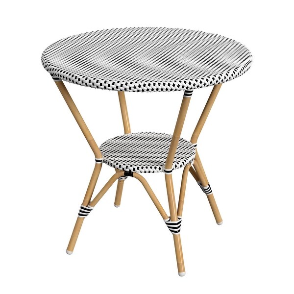 Tobias Outdoor Rattan and Metal Round Bistro Table