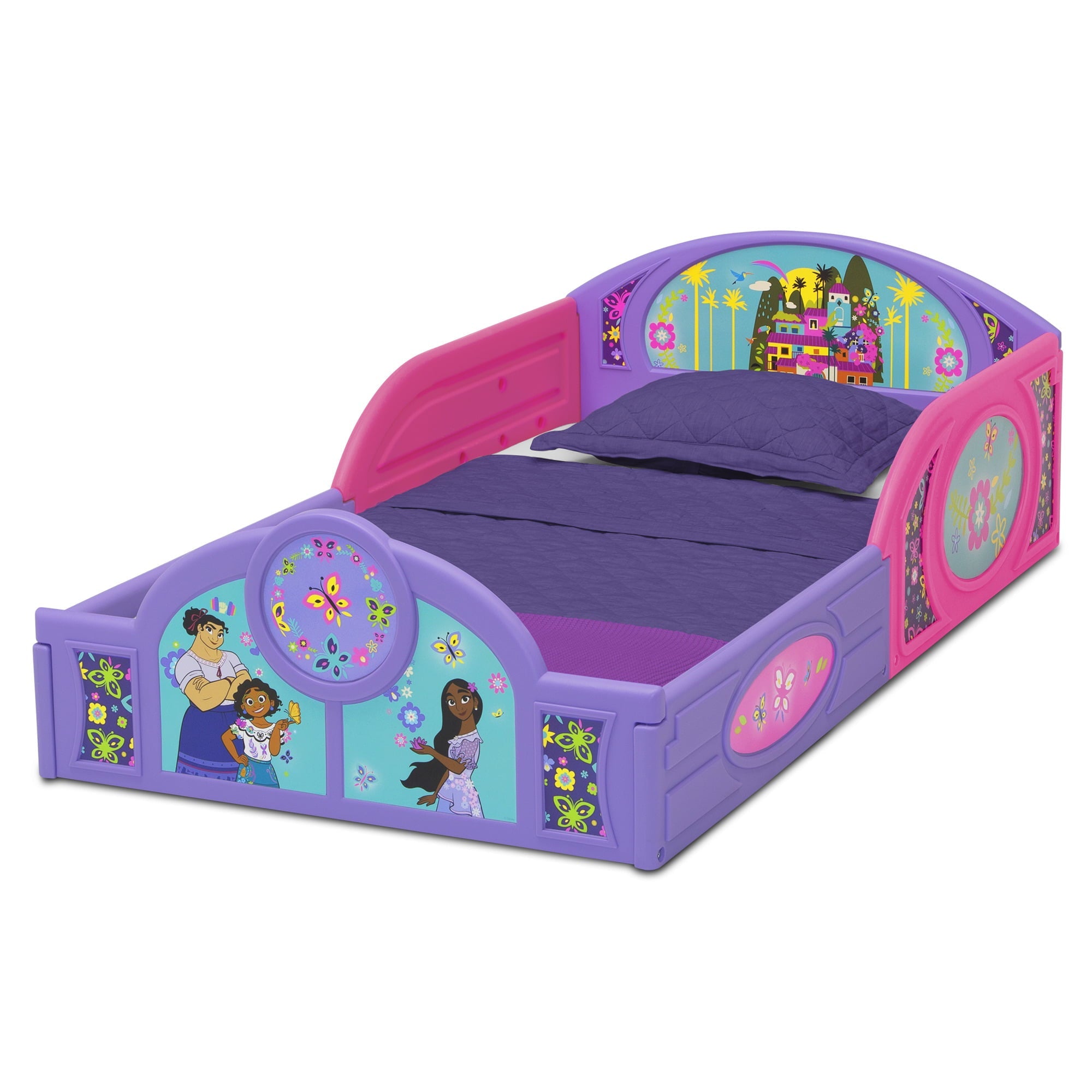 Disney Encanto Sleep and Play Toddler Bed with Built-In Guardrails by Delta Children