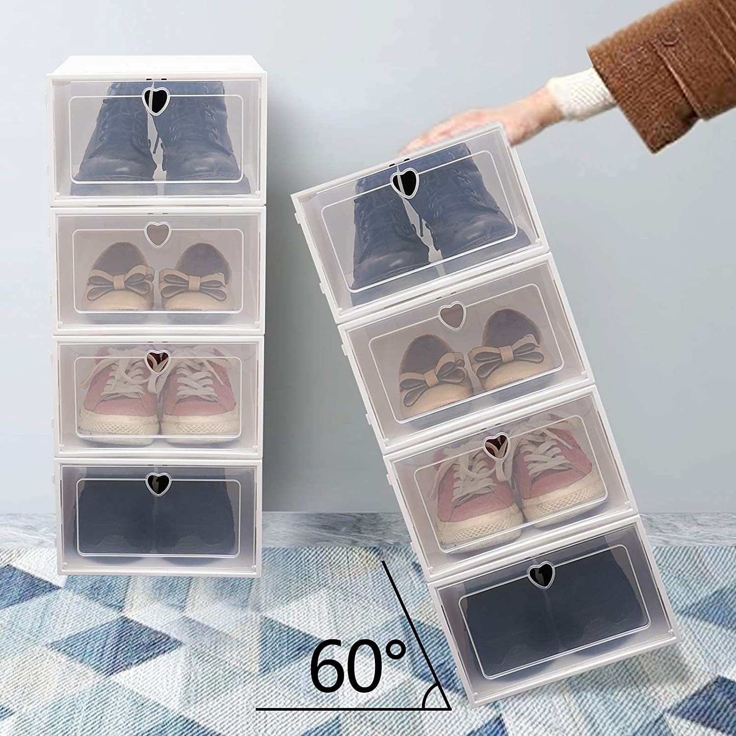 TFCFL 20pc Foldable Plastic Transparent Shoe Box Storage Clear Organizer Stackable Box