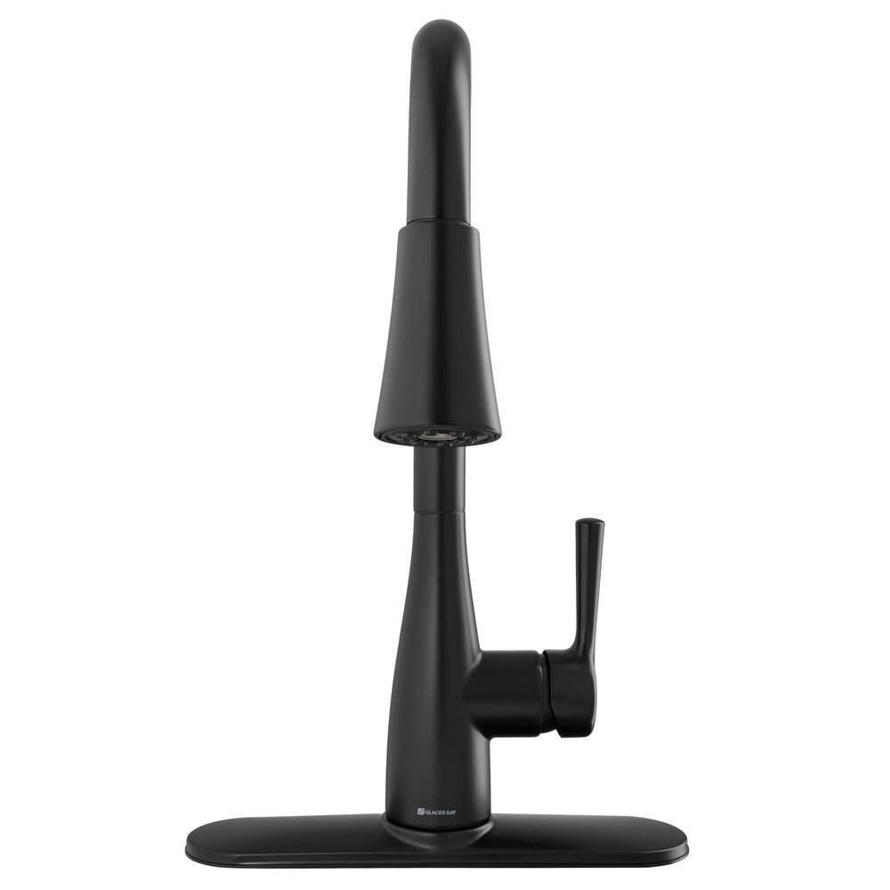 Glacier Bay Sadira Single-Handle Pull-Down Sprayer Kitchen Faucet in Matte Black HD67726W-1510H