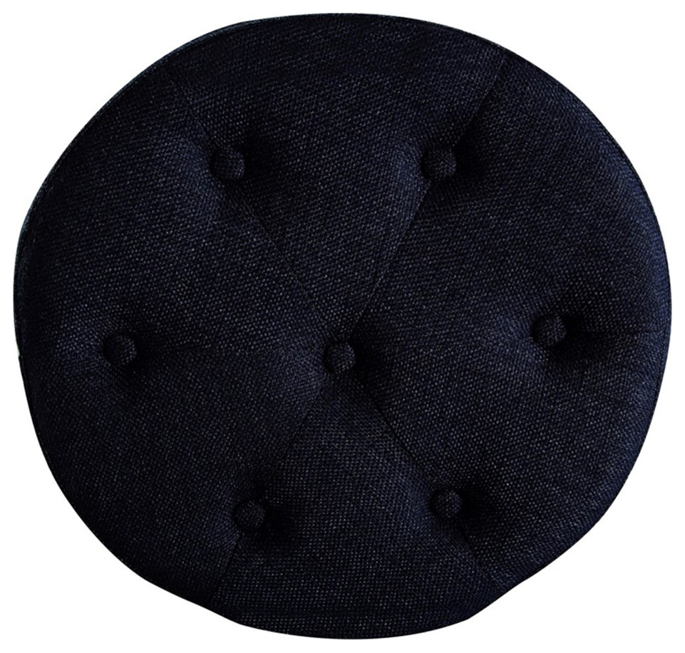 Pemberly Row Modern / Contemporary Round Tufted Stool in Rich Navy   Midcentury   Footstools And Ottomans   by Homesquare  Houzz