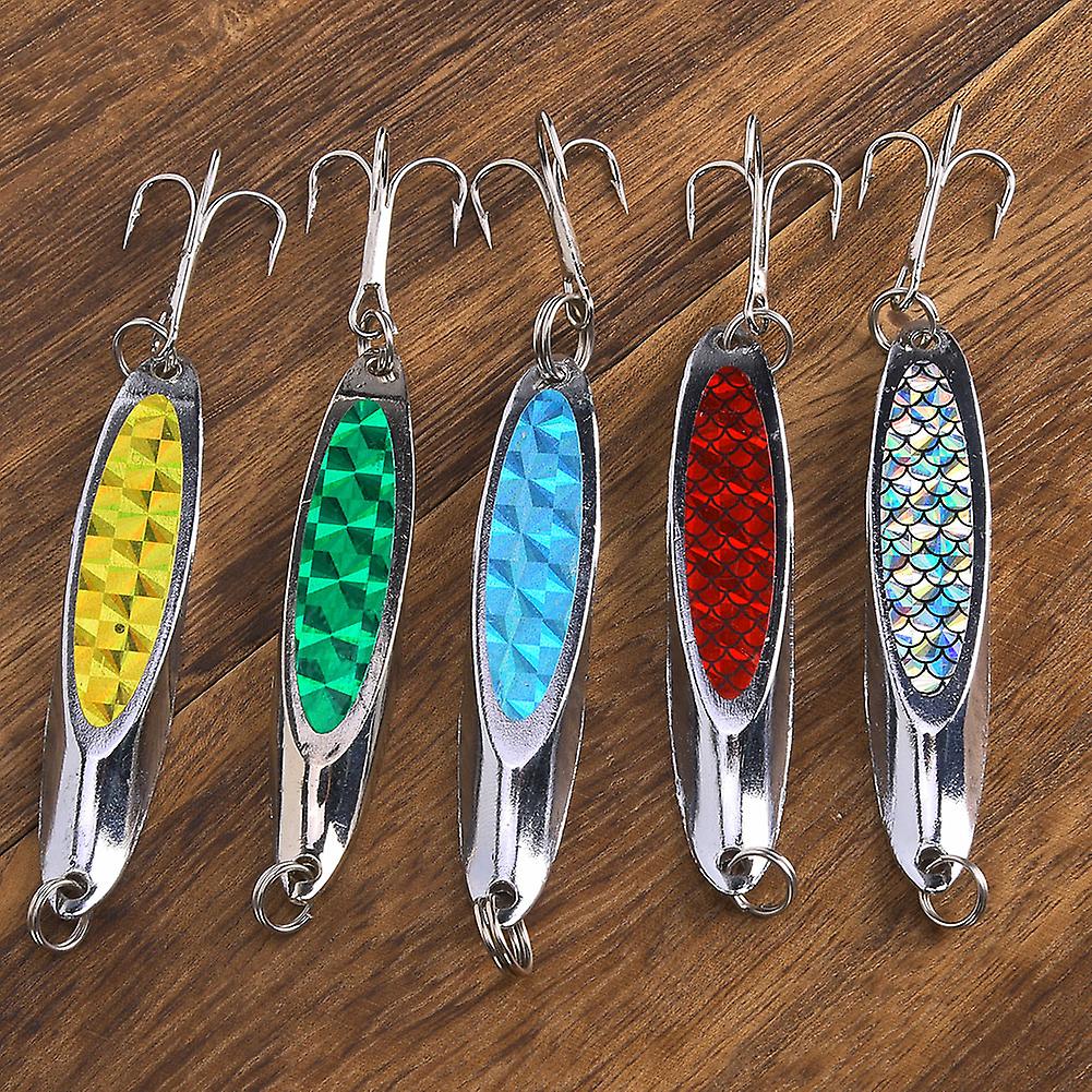 5 Pcs Colorful Sequin Metal Artificial Fishing Lure Bait Sea Fishing Tackle Hard Lures With Hooks