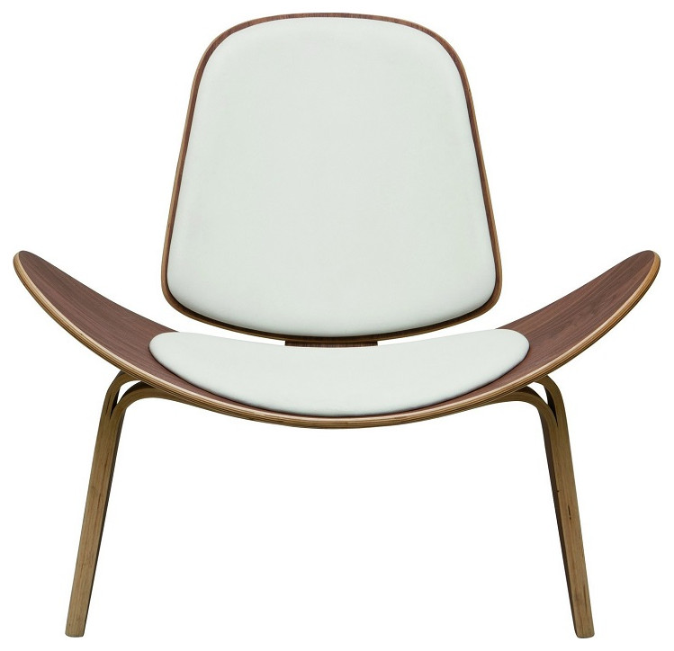 Shell Lounge Chair  White   Midcentury   Armchairs And Accent Chairs   by HomeCraftDecor  Houzz